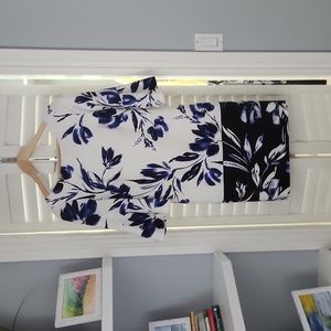 Vince Camuto Navy and white floral print dress